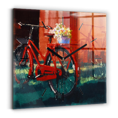 Horloge murale carrée Vélo peint