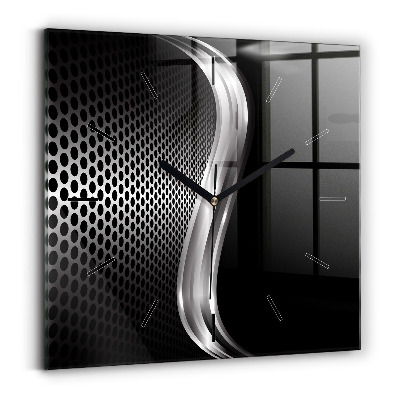 Pendule carrée en verre Abstraction métal noir