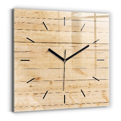 Horloge carrée en verre Planches en bois