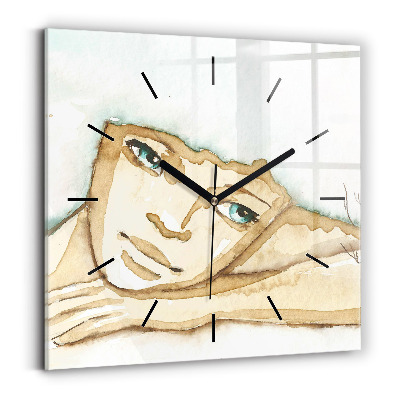 Horloge murale carrée Portrait de femme