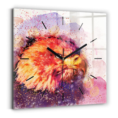 Pendule carrée en verre Aigle aquarelle