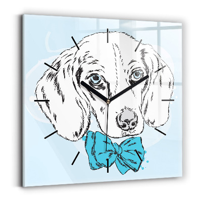 Pendule carrée en verre Chien chiot