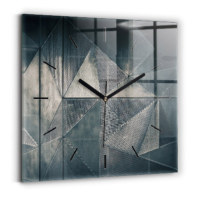 Horloge murale carrée Triangles abstraits en métal