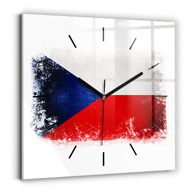 Horloge carrée en verre Drapeau de la République tchèque