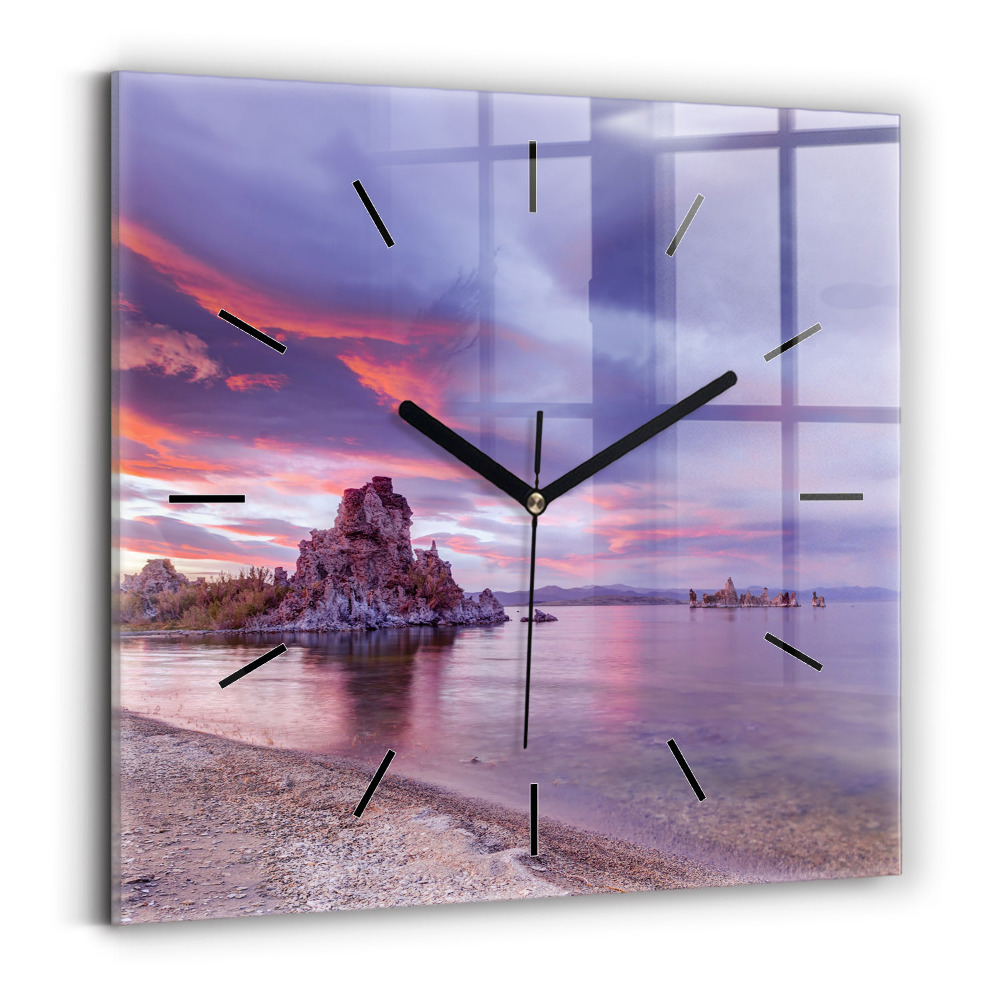 Horloge carrée en verre Lever de soleil en Californie