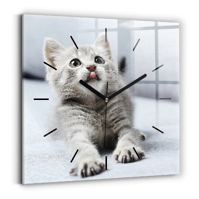 Horloge murale carrée Chat sur un canapé