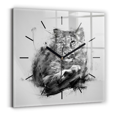 Horloge murale carrée Lion peint