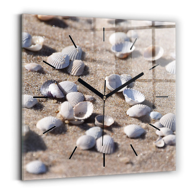 Pendule carrée en verre Coquillages sur la plage