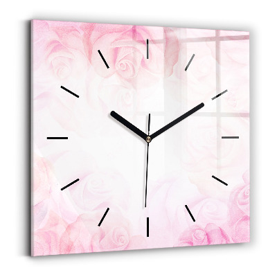 Horloge carrée en verre Roses abstraites