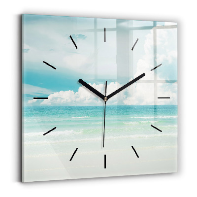 Horloge carrée en verre Paysage mer
