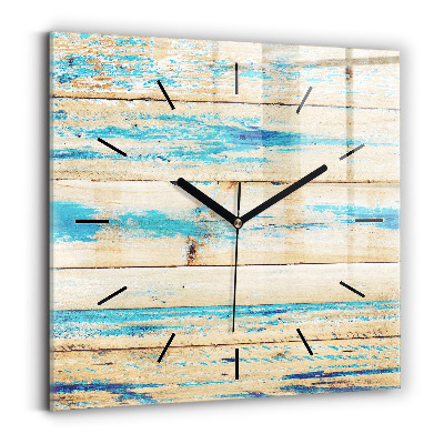 Horloge murale carrée Bois rayé