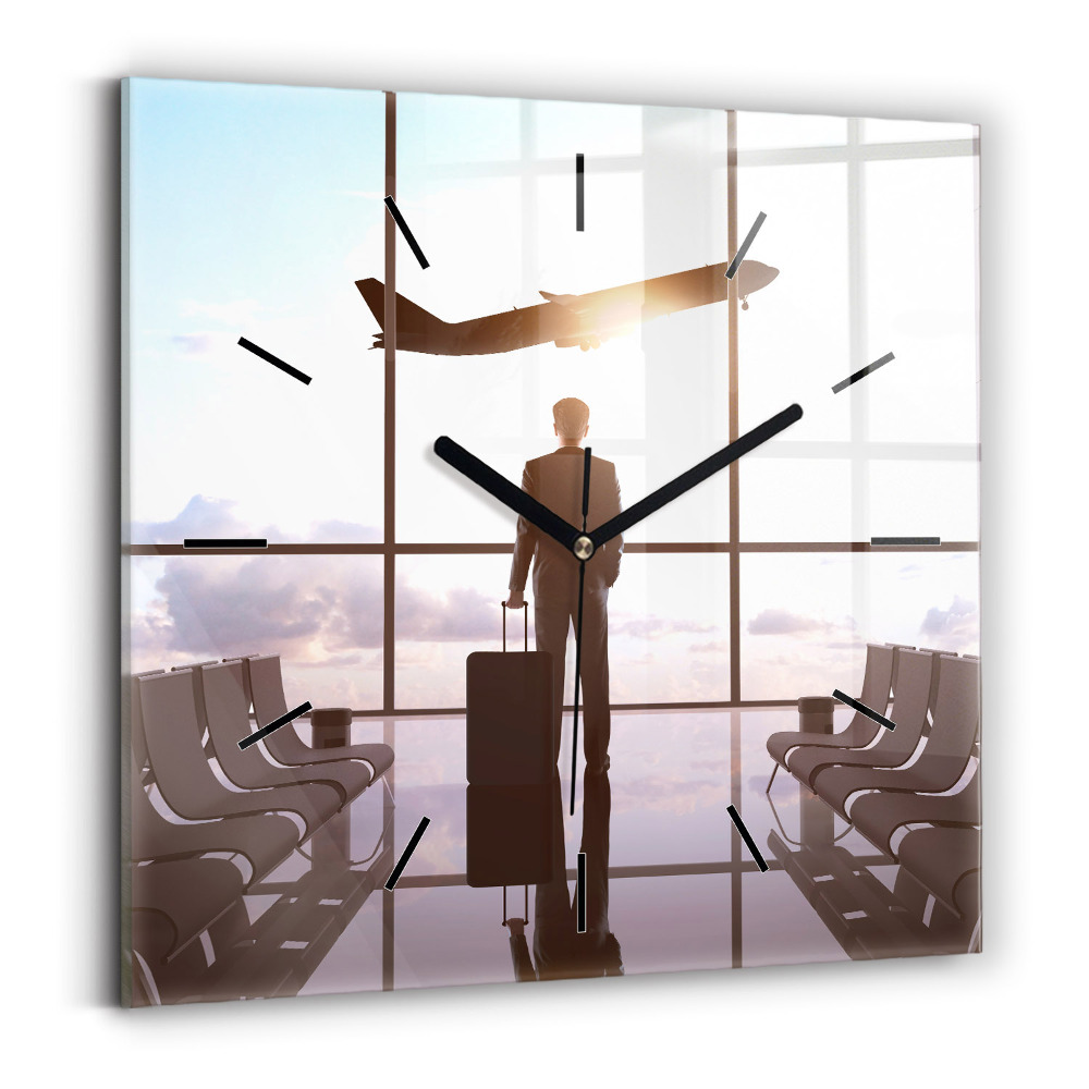 Horloge murale carrée Homme à l'aéroport