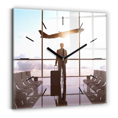 Horloge murale carrée Homme à l'aéroport