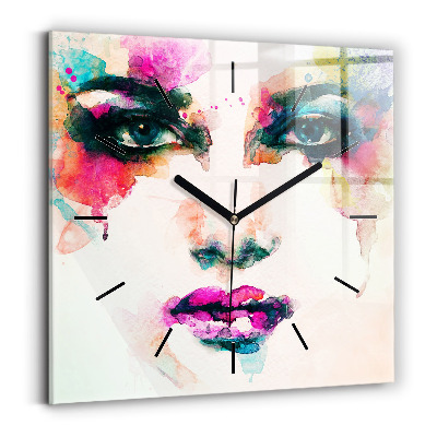 Horloge murale carrée Visage abstrait d'une femme