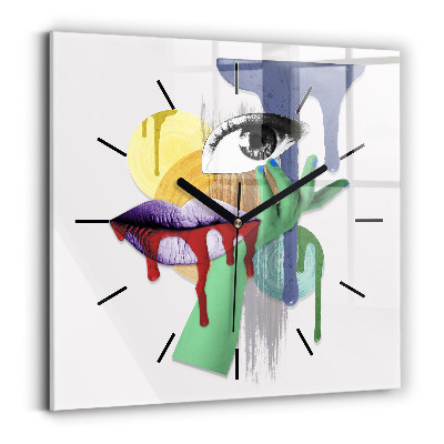 Horloge murale carrée Collage surréaliste