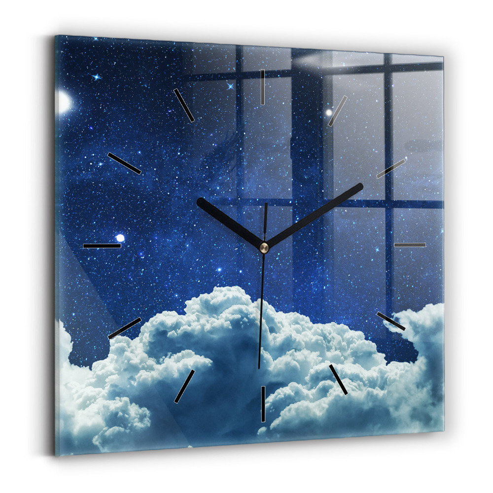 Horloge carrée en verre Ciel nocturne