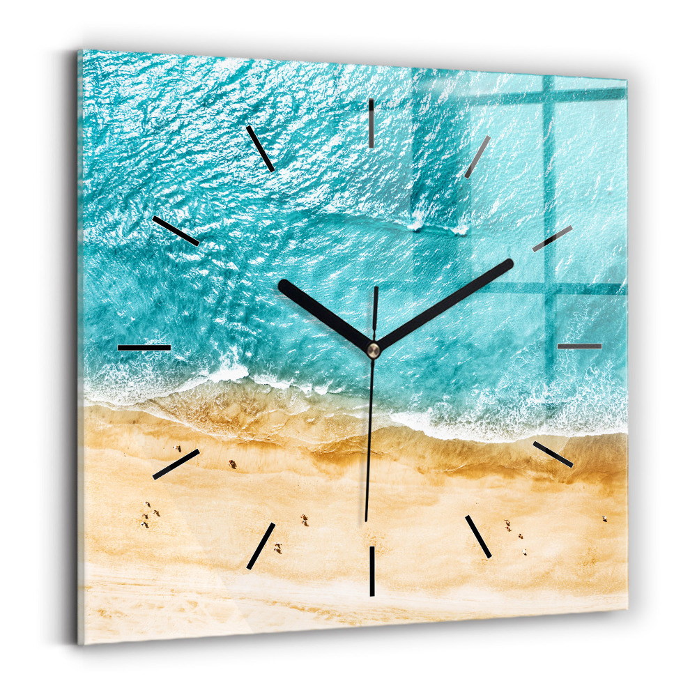 Horloge carrée en verre Personnes sur la plage