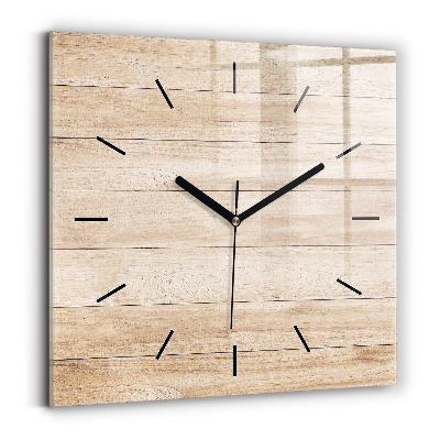 Horloge carrée en verre Texture en bois