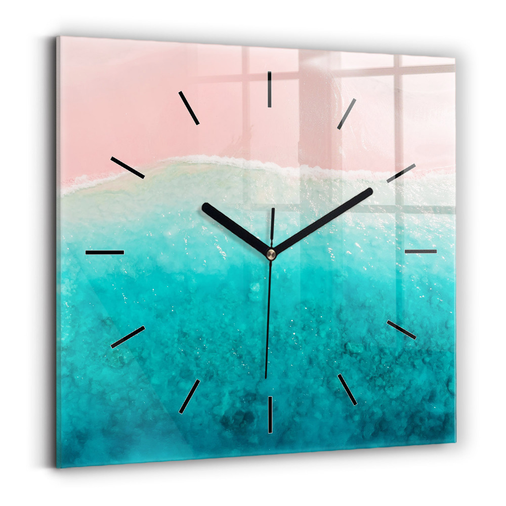 Horloge carrée en verre Plage de sable marin