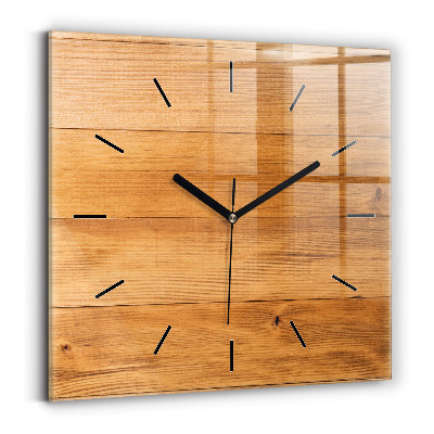 Pendule carrée en verre Planches en bois