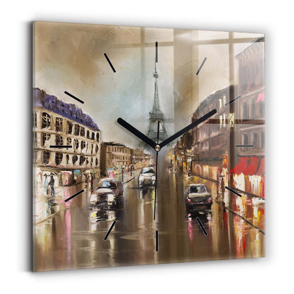 Horloge carrée en verre Architecture de la ville de Paris