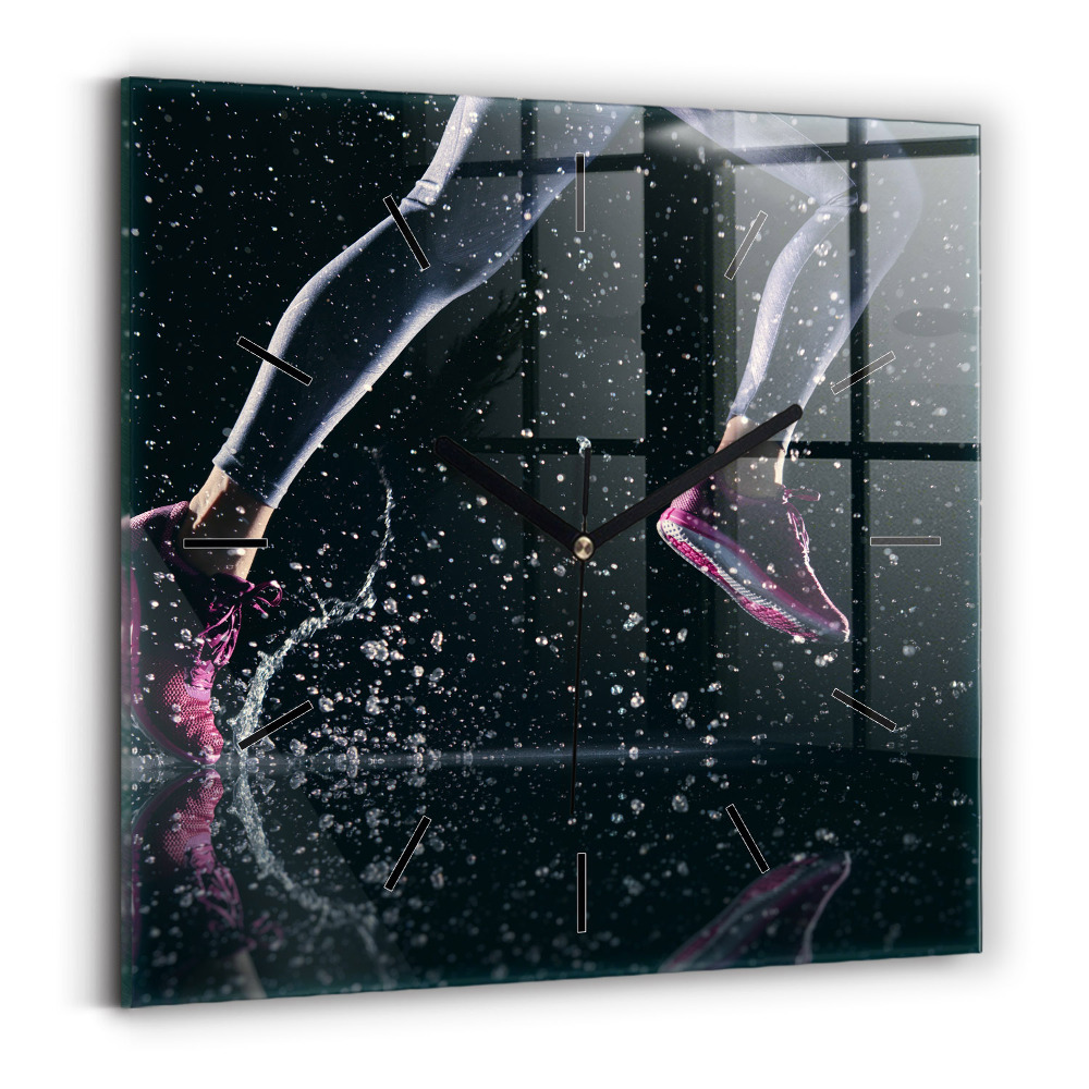 Pendule carrée en verre Mode de vie sain et course à pied