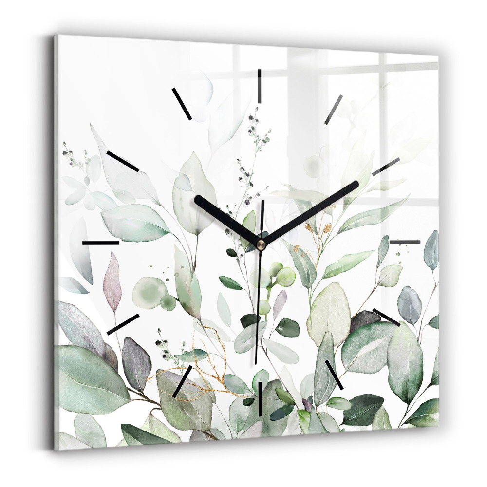 Horloge murale carrée Feuilles de plantes