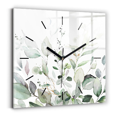 Horloge murale carrée Feuilles de plantes