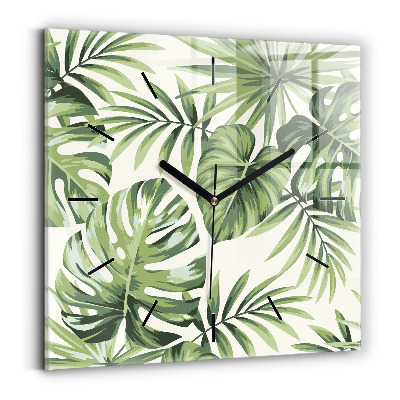 Horloge carrée en verre Motif tropical