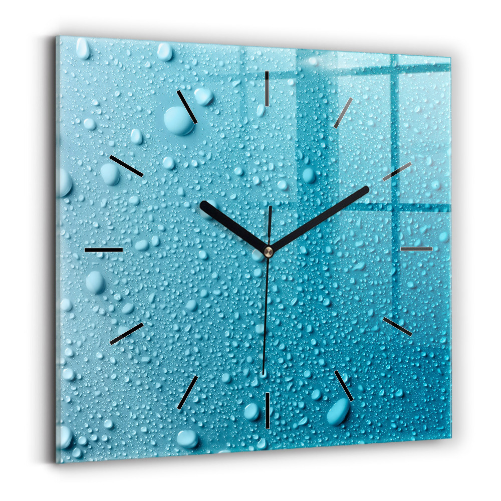 Horloge carrée en verre Gouttes d'eau sur verre