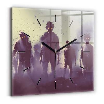 Horloge carrée en verre Zombie la nuit - halloween