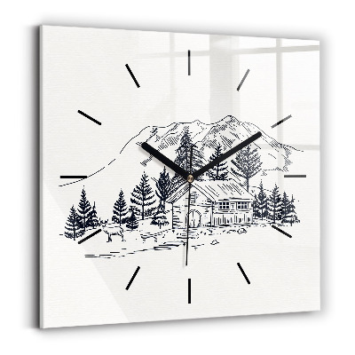 Pendule carrée en verre Ville en dessin animé