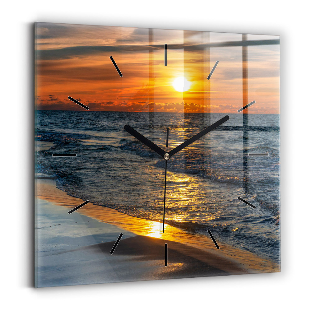 Horloge carrée en verre Władysławowo Mer Baltique