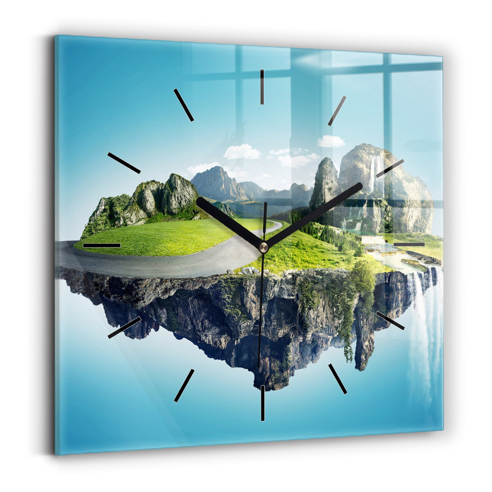 Horloge carrée en verre Île volante