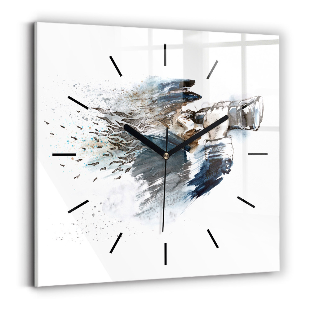 Pendule carrée en verre Capitaine avec jumelles