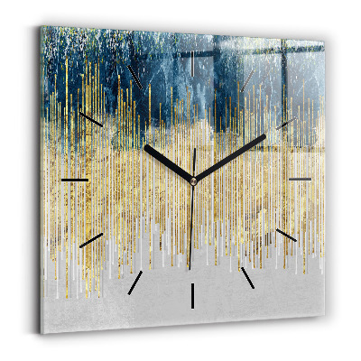 Pendule carrée en verre Motif décoratif et or