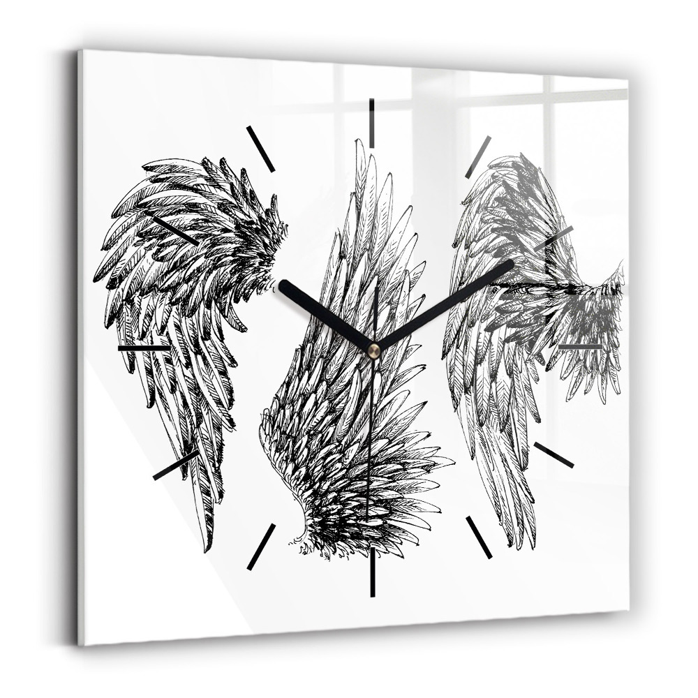 Horloge carrée en verre Ailes d'ange
