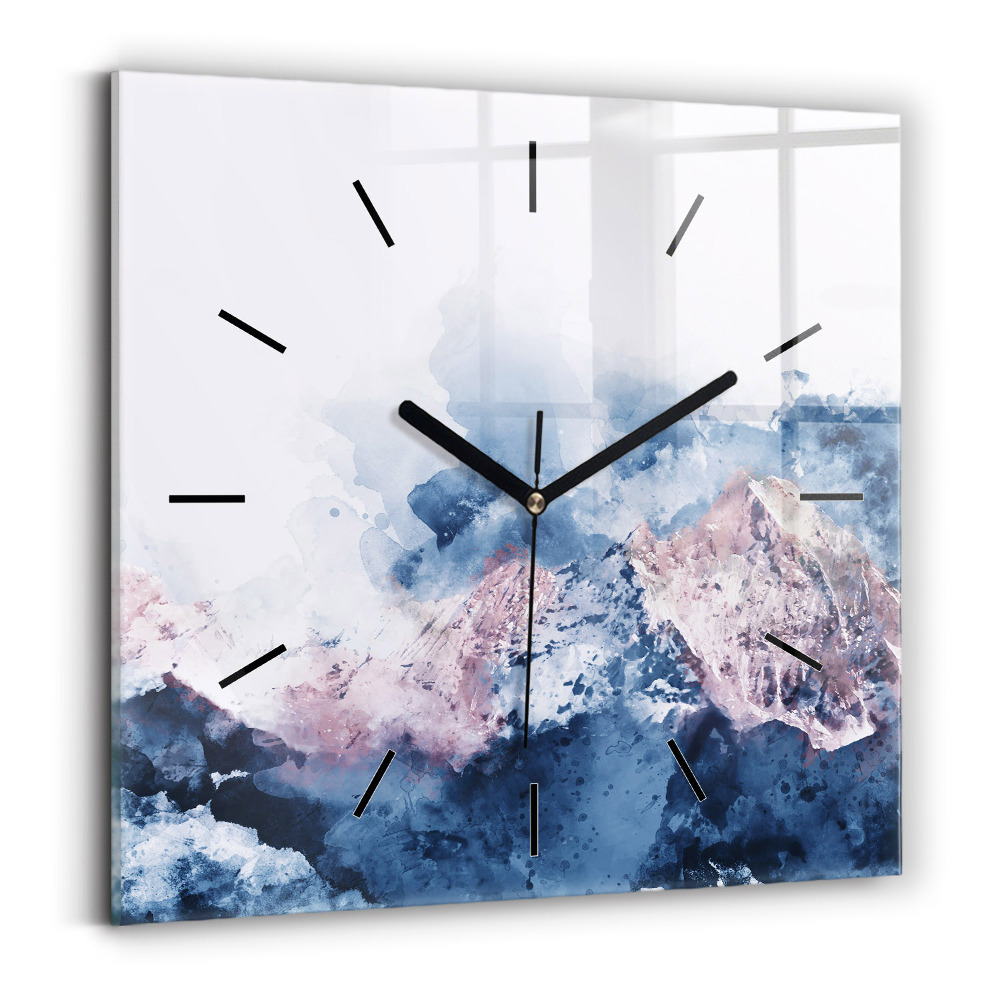 Pendule carrée en verre Chaînes de montagnes abstraites