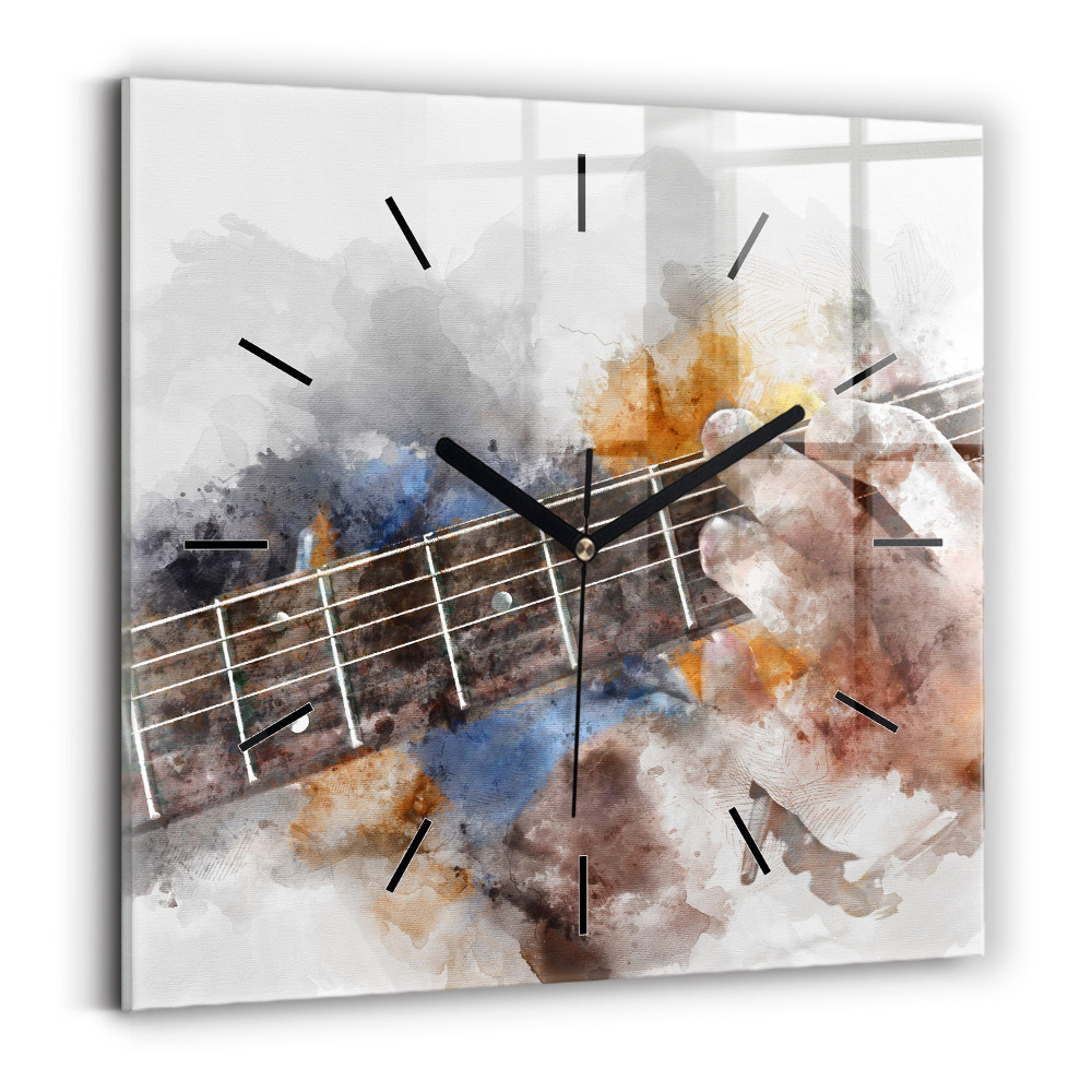 Horloge murale carrée Graphique d'une guitare