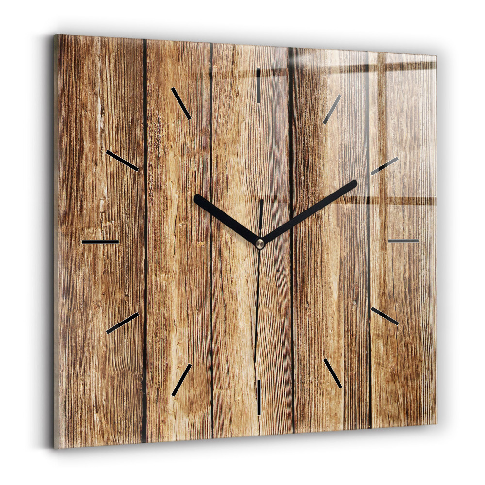 Horloge murale carrée Planches en bois