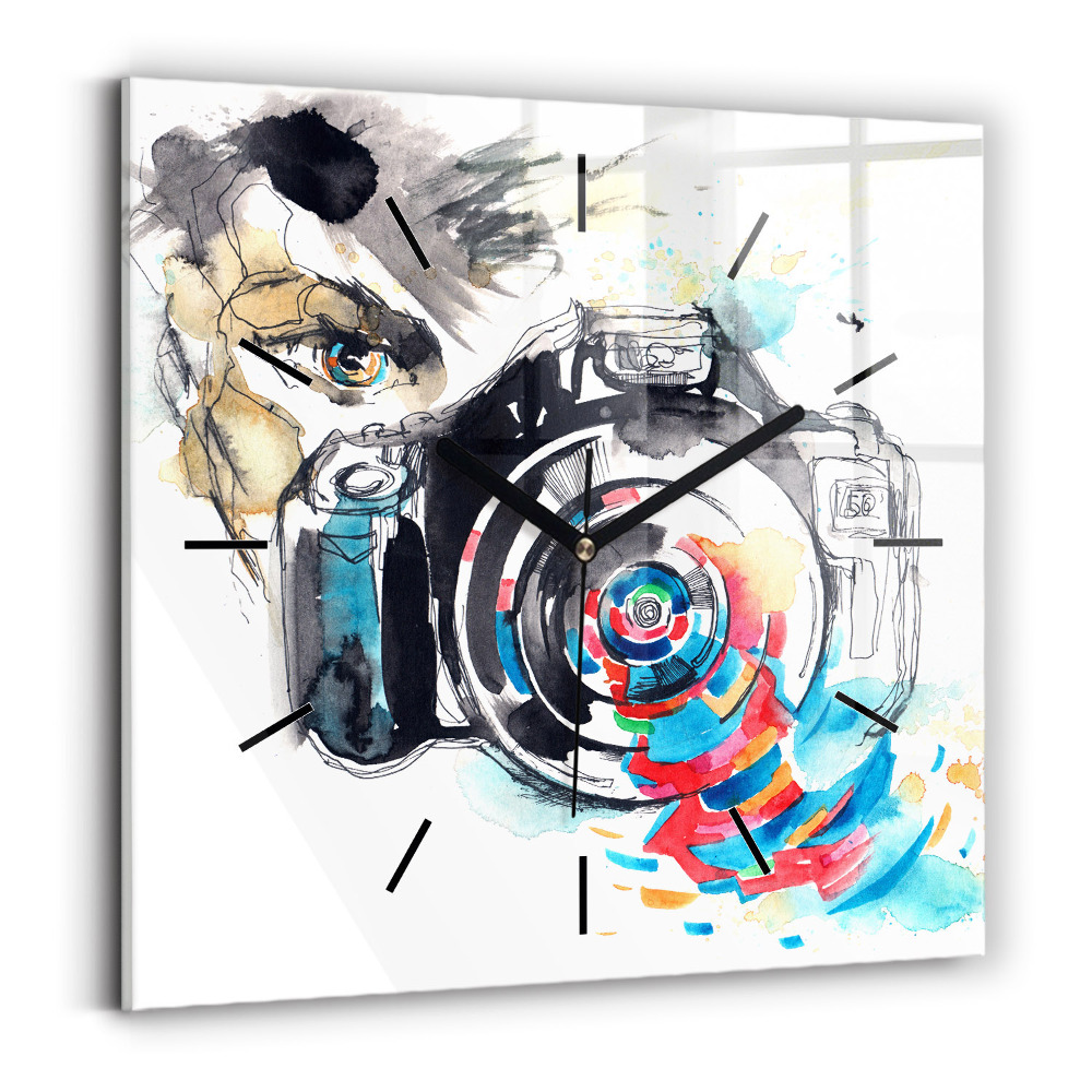 Pendule carrée en verre Femme photographe