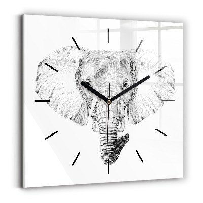 Horloge murale carrée Tête d'éléphant graphique