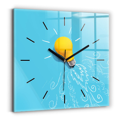 Horloge murale carrée Dessin d'ampoule