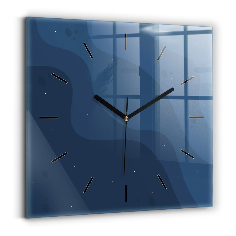 Horloge carrée en verre Vagues bleues