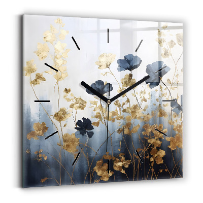 Pendule carrée en verre Fleurs abstraites