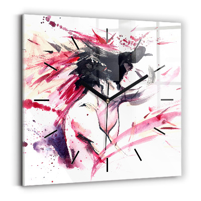 Pendule carrée en verre Amoureux abstrait