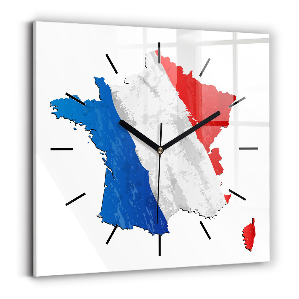 Horloge carrée en verre Drapeau de la France