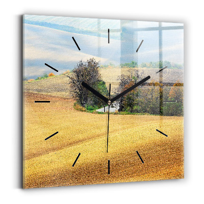 Horloge murale carrée Moravie Paysage rural