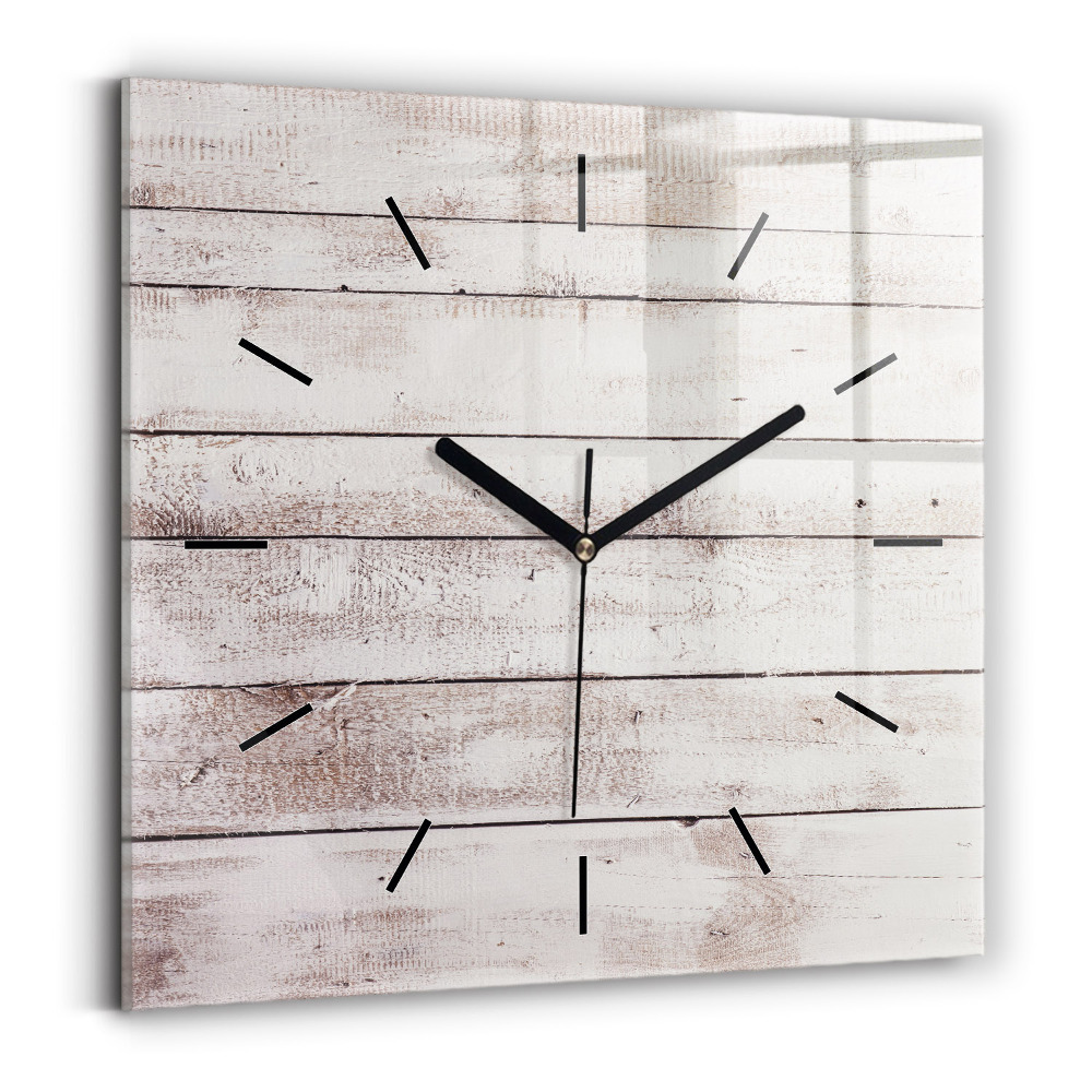 Horloge murale carrée Planches de bois clair