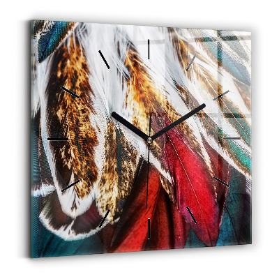 Horloge murale carrée Plumes brun clair d'un oiseau
